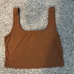 Shein Burnt Orange Cropped Ribbed Square Neck Tank